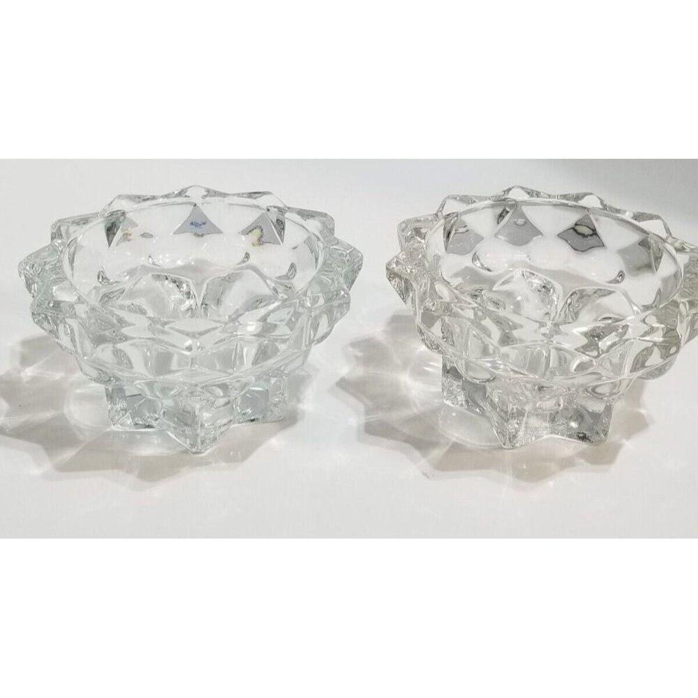 Vintage Pair Clear Crystal Candlestick Holders‎ Made In France Set of 2